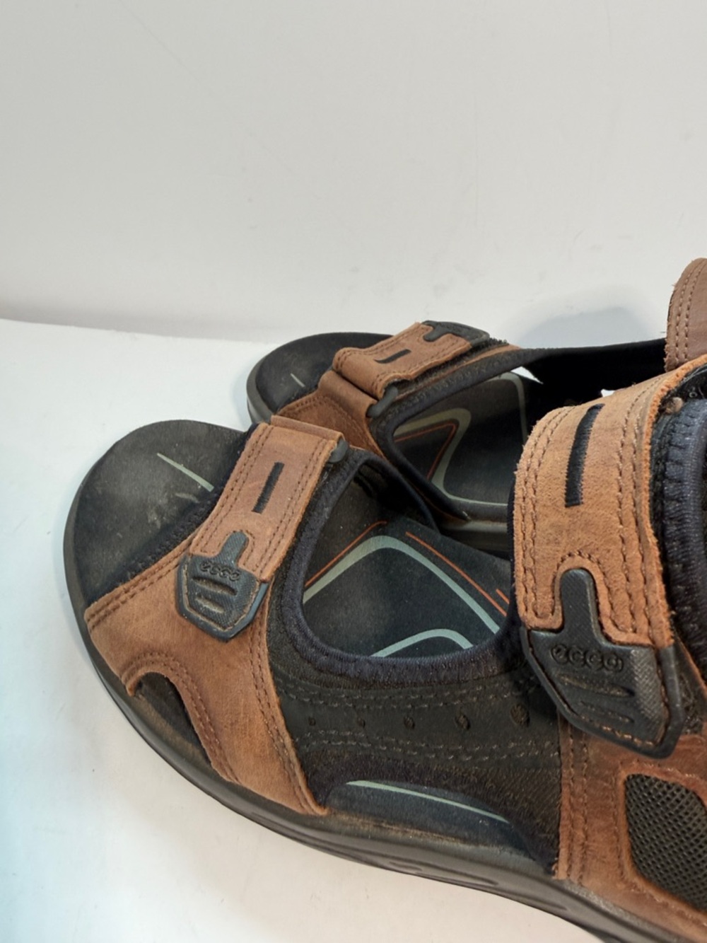 Ecco Brown and Black Men's Adjustable Strap Comfort Sandals - Picture 6 of 7